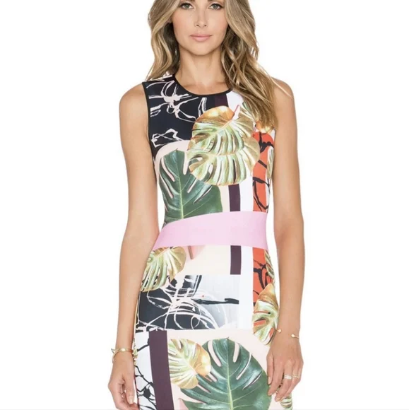 Clover Canyon Pink Green Falling Leaves Dress S - Picture 3 of 14